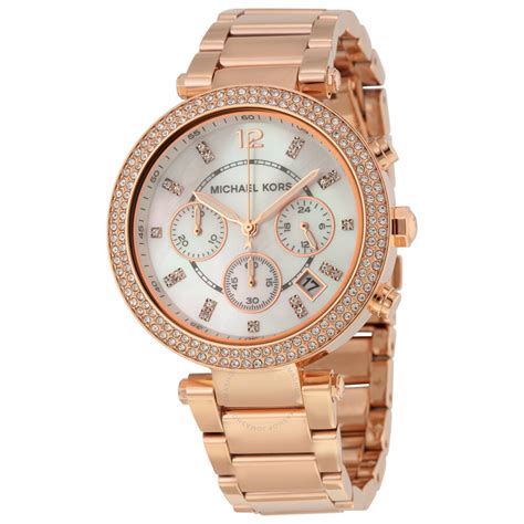 michael kors rose gold watch mesh band|Michael Kors parker chronograph watch.